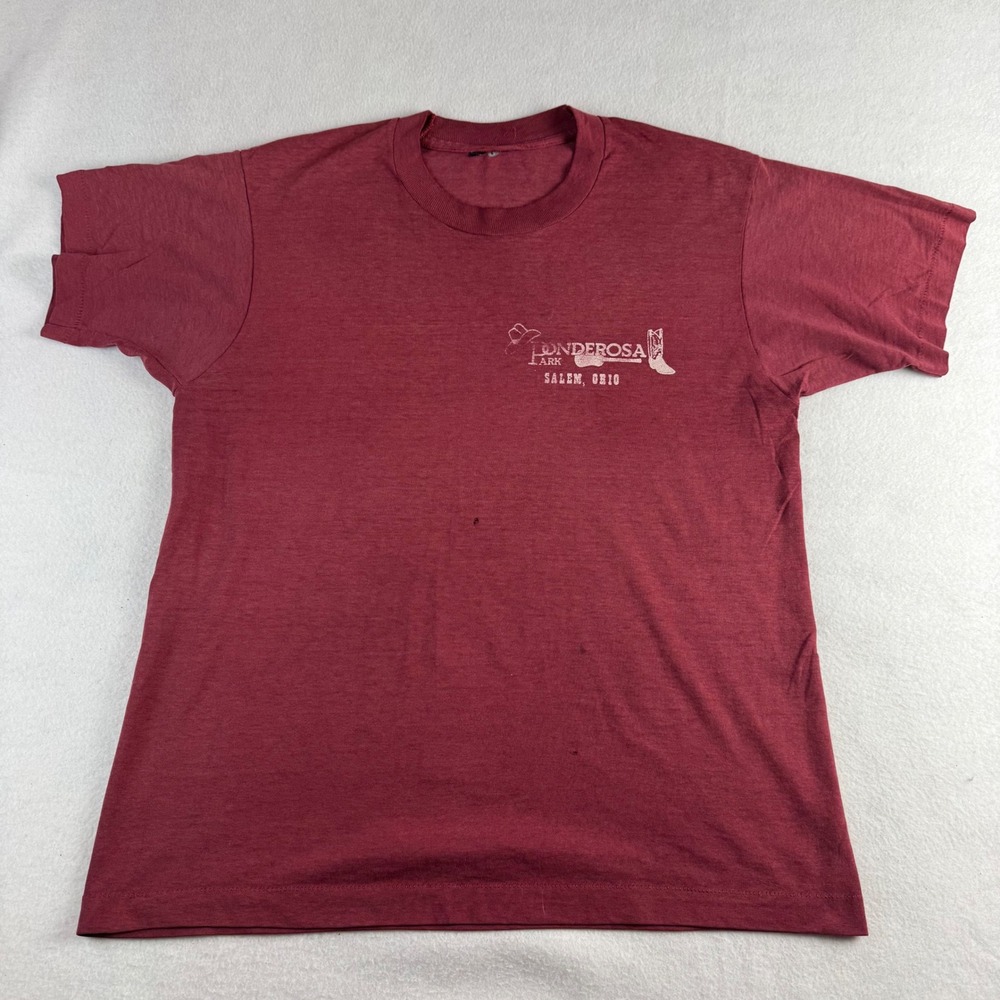 Vintage Ponderosa Park Salem Ohio Single Stitch Graphic T-Shirt Maroon Mens L